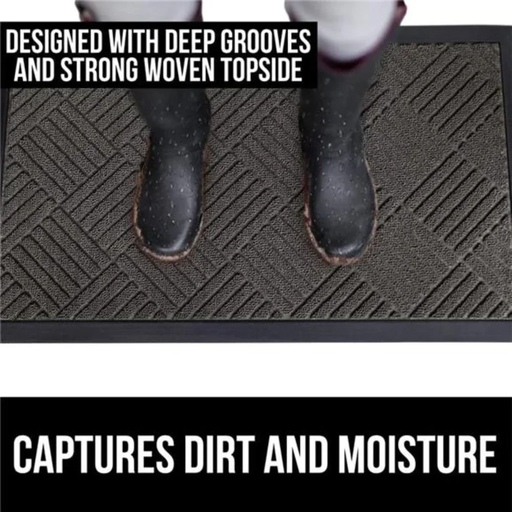 WeatherMax Doormat, Durable Natural Rubber, 17x29, Gray Diamond
